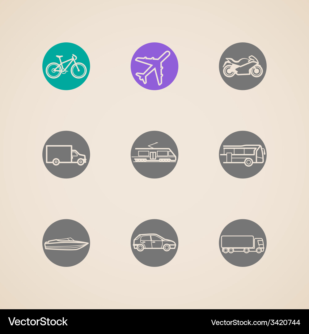 Flat icons with different modes of transport vector image
