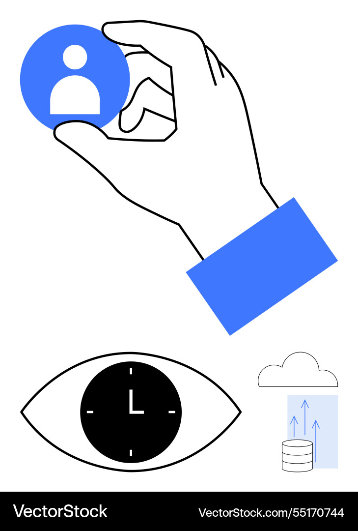 Hand selecting user profile icon with visual Hand selecting user profile icon with visual vector image