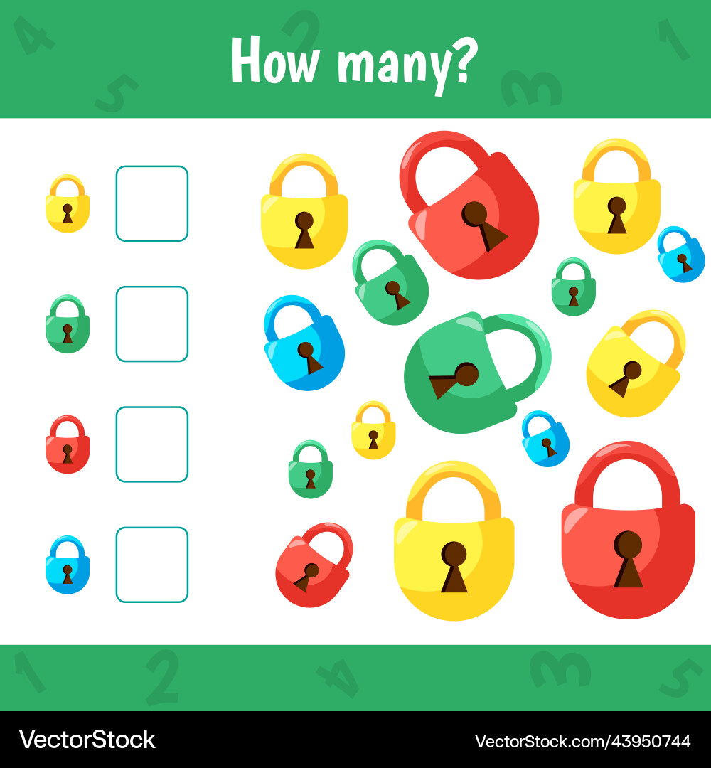 How many locks are there count the number vector image