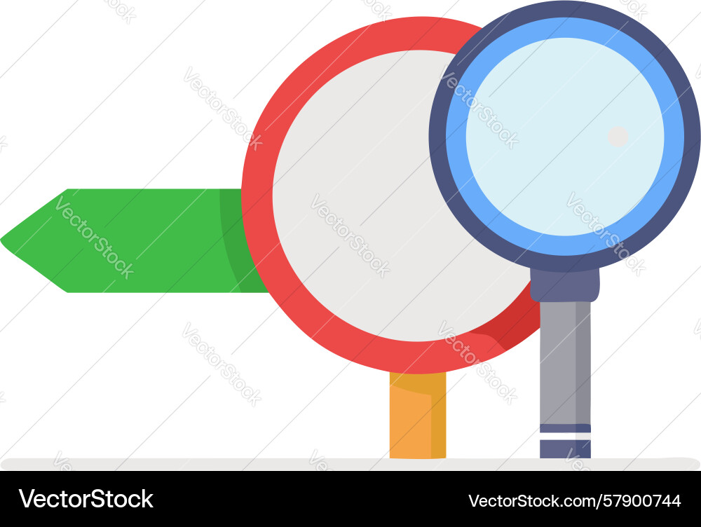 Magnifying glass solution sign problem solving Vector Image