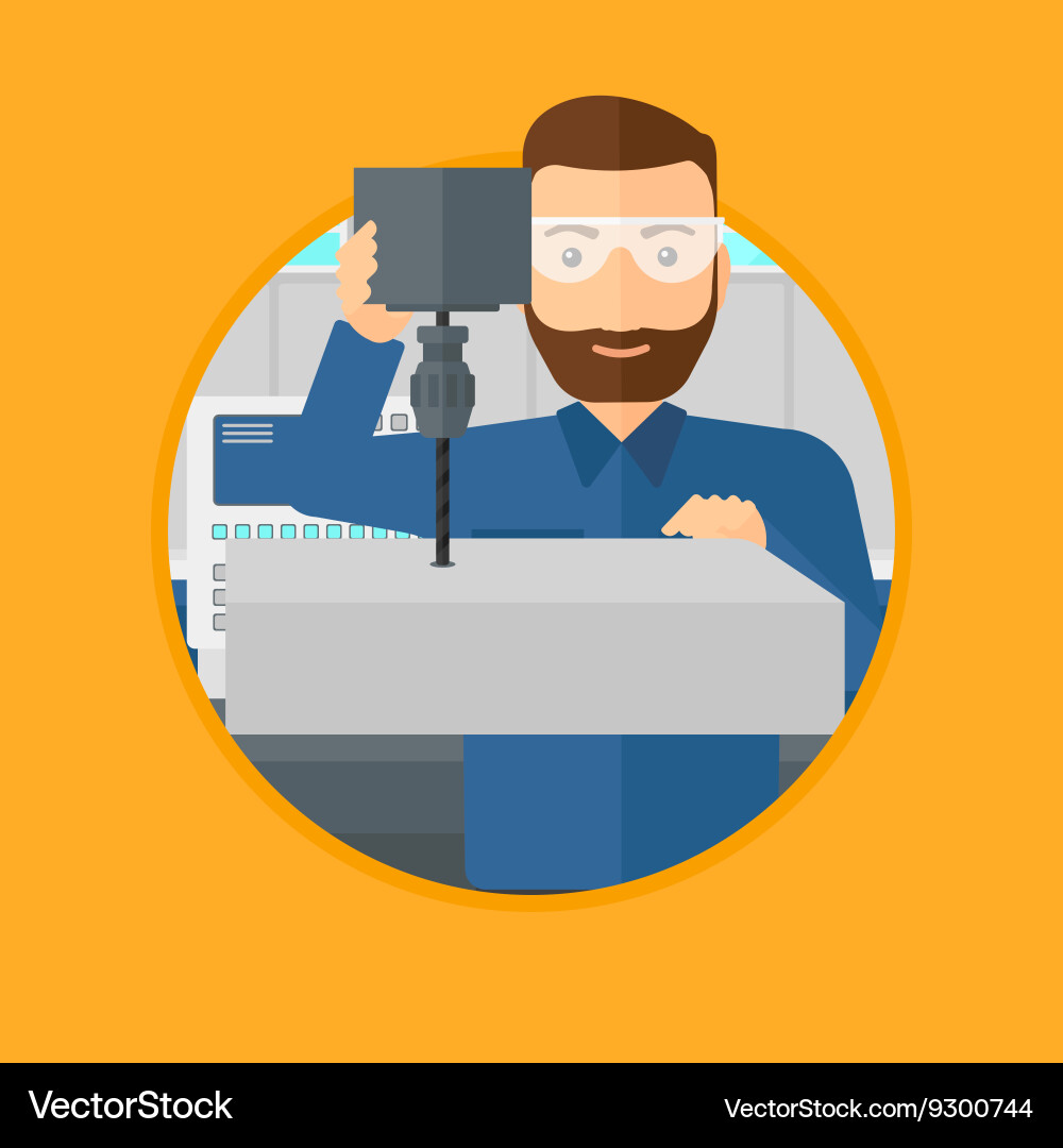Man working on milling machine vector image
