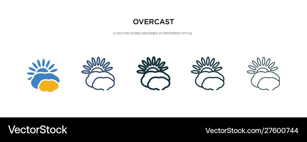 Overcast icon in different style two colored vector image