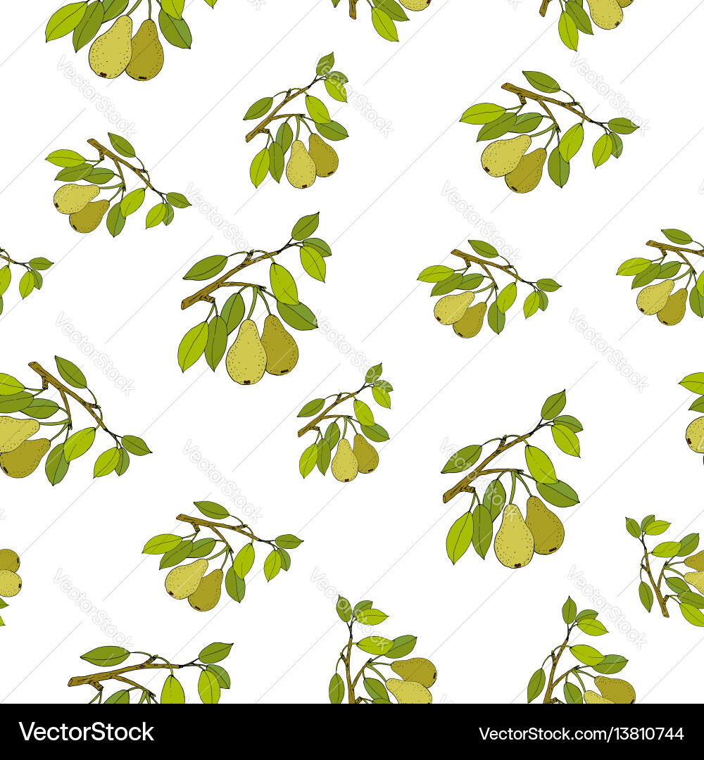 Pear Branch Seamless Pattern vector image