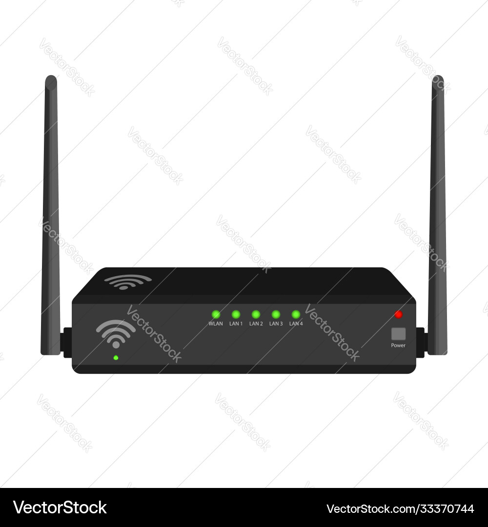 Realistic rectangular wifi router two antennas Realistic rectangular wifi router two antennas vector image
