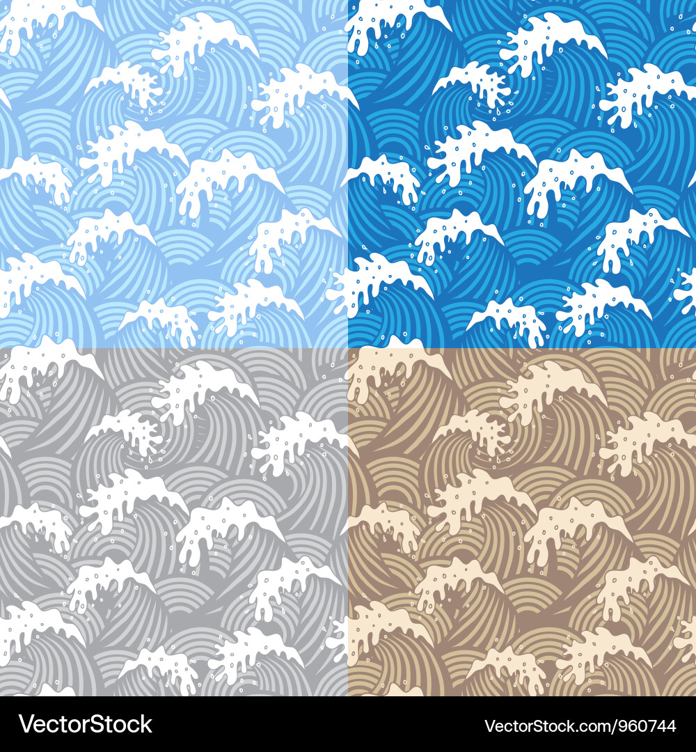 Seamless patterns with waves vector image