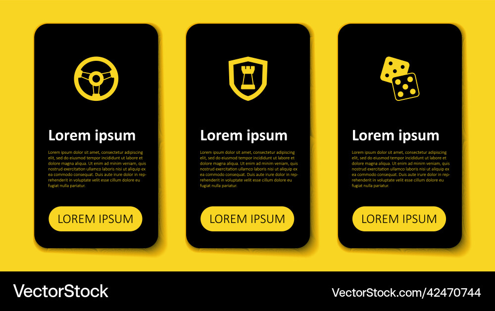 Set game dice chess shield and racing simulator Vector Image