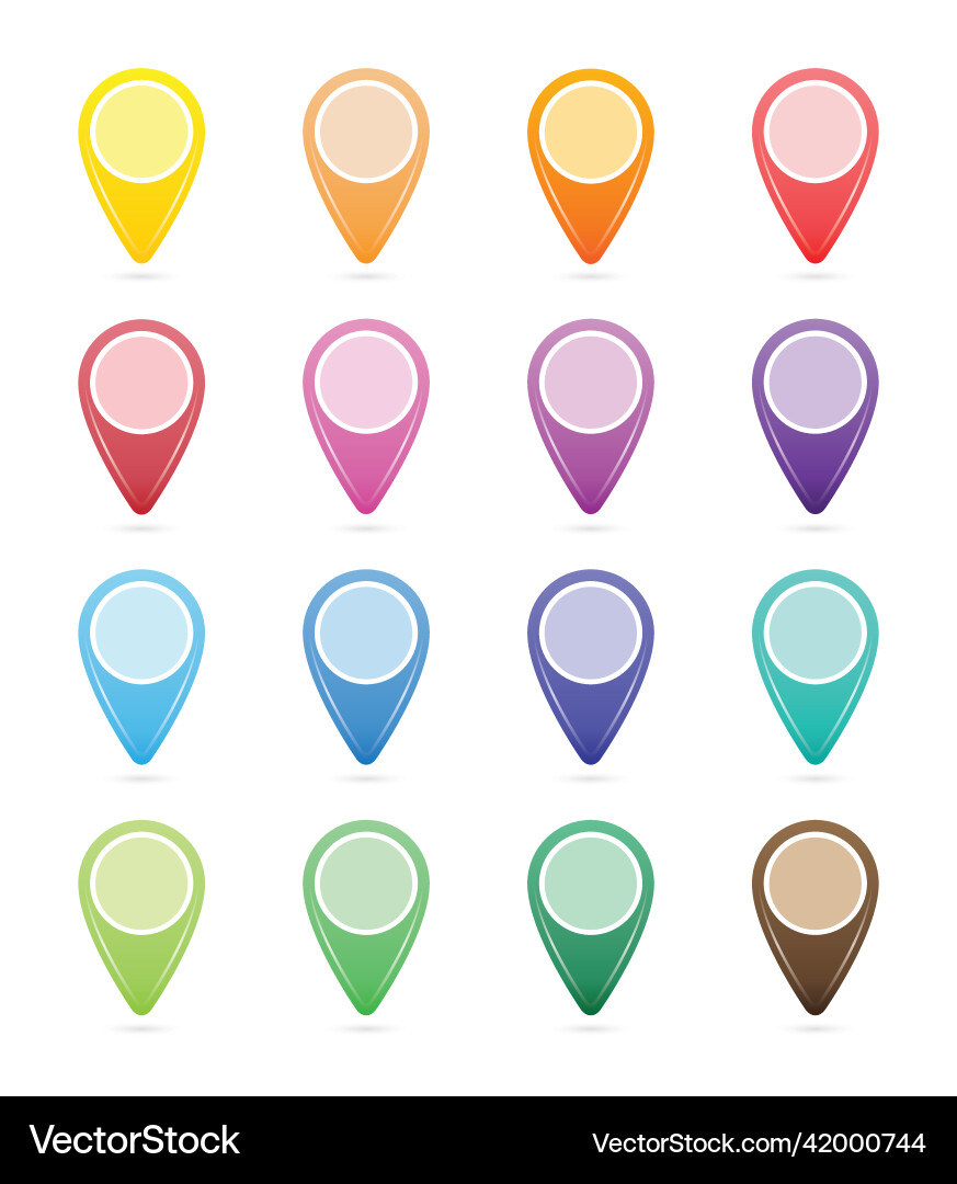 Set of colored map pointers Set of colored map pointers vector image