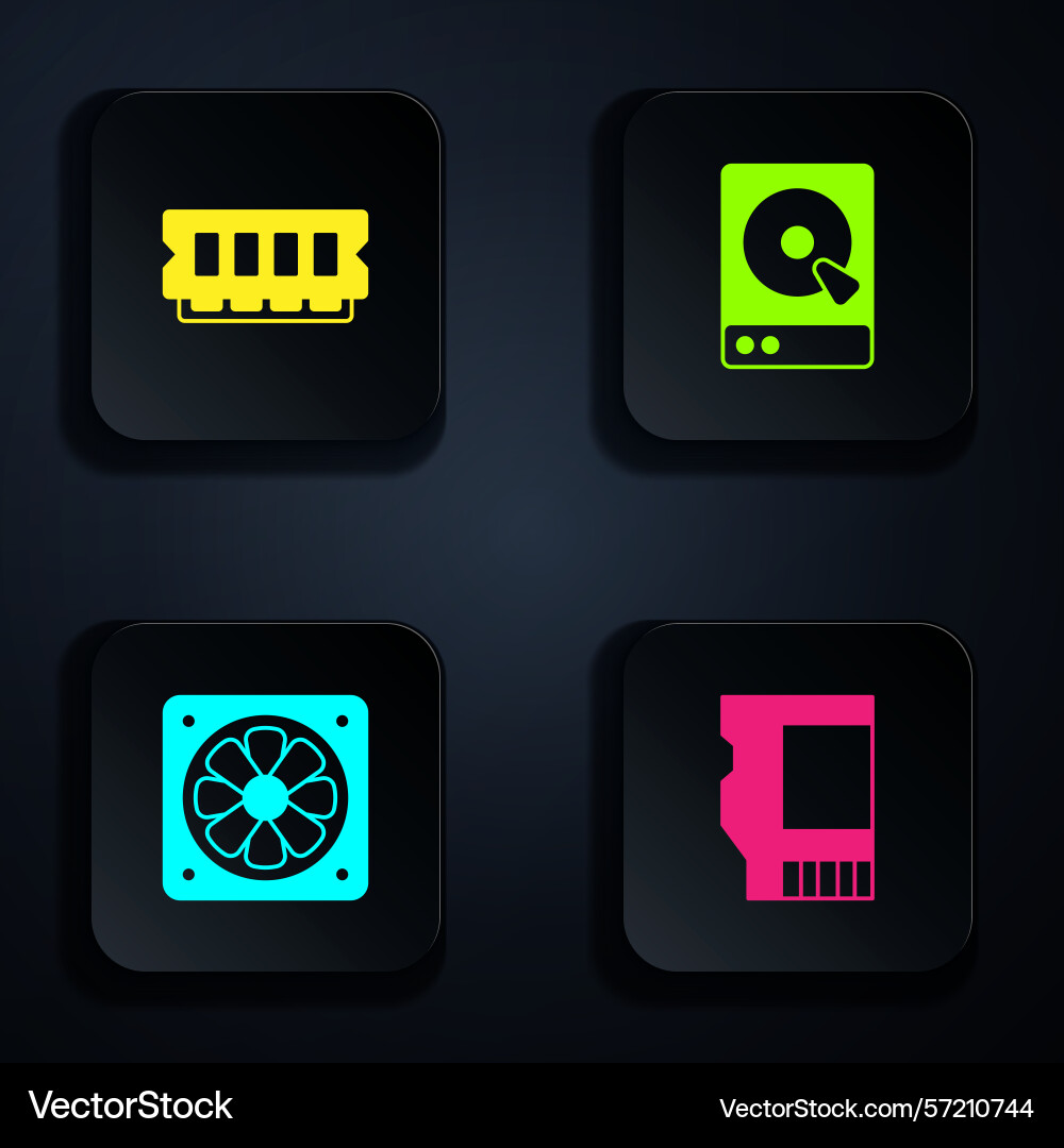 Set sd card ram random access memory computer vector image