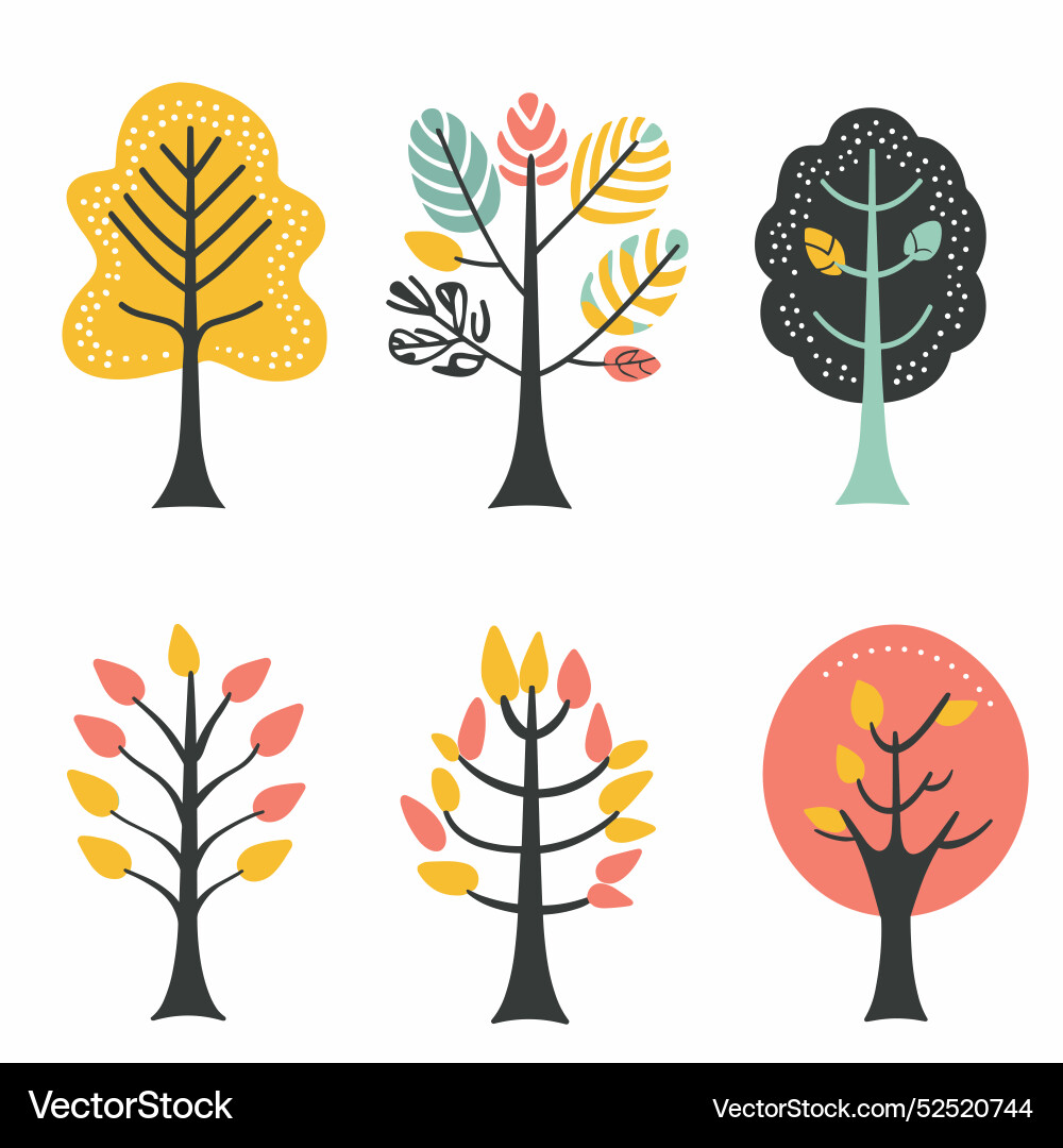 Stylized trees various simple shapes Royalty Free Vector