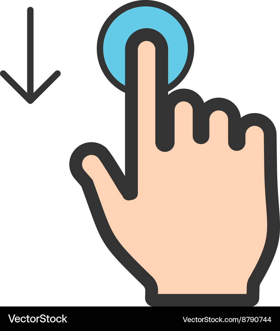 Tap and move down vector image