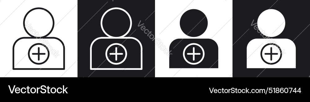 User add liner and solid icon set in black color vector image