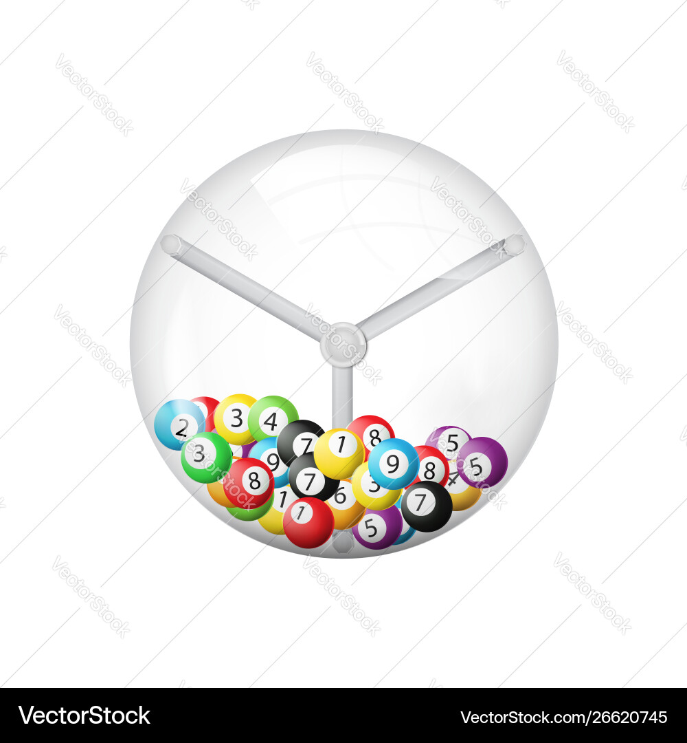 3d rendering lottery machine with balls inside vector image