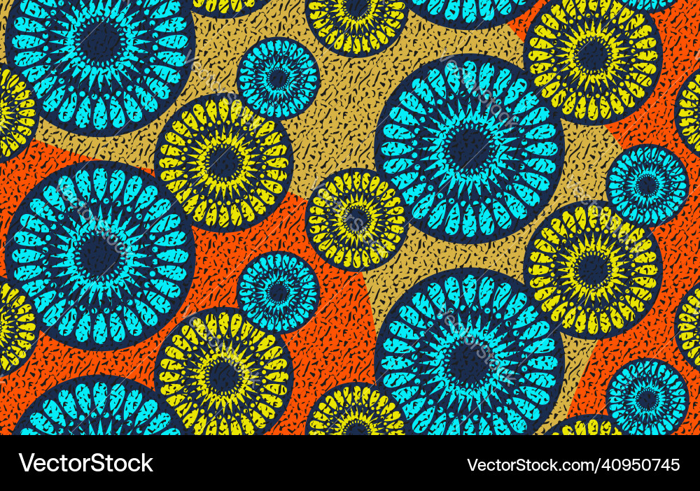 African wax print fabric background ethnic flower African wax print fabric background ethnic flower vector image