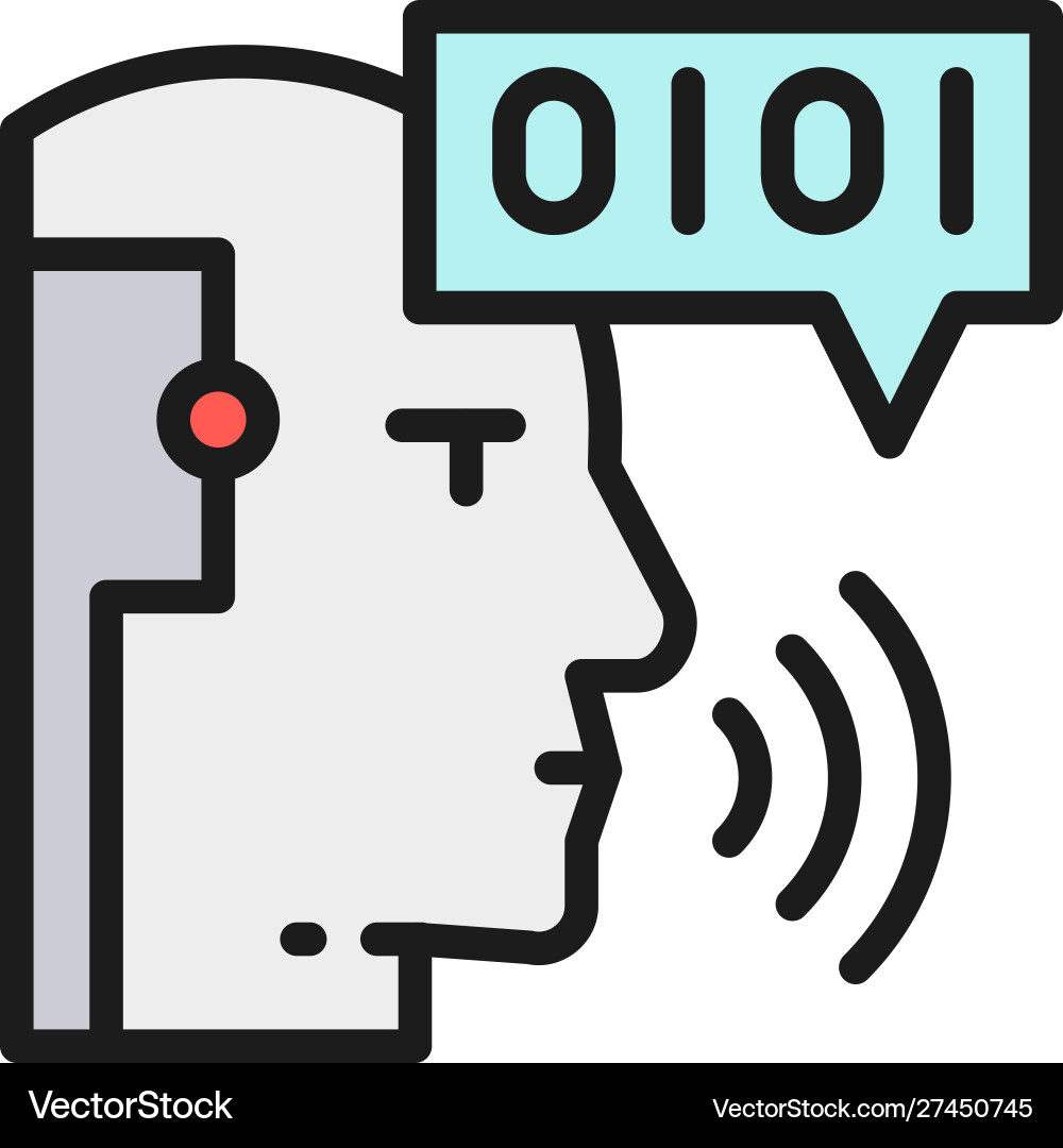 Artificial intelligence robot with sound waves Artificial intelligence robot with sound waves vector image