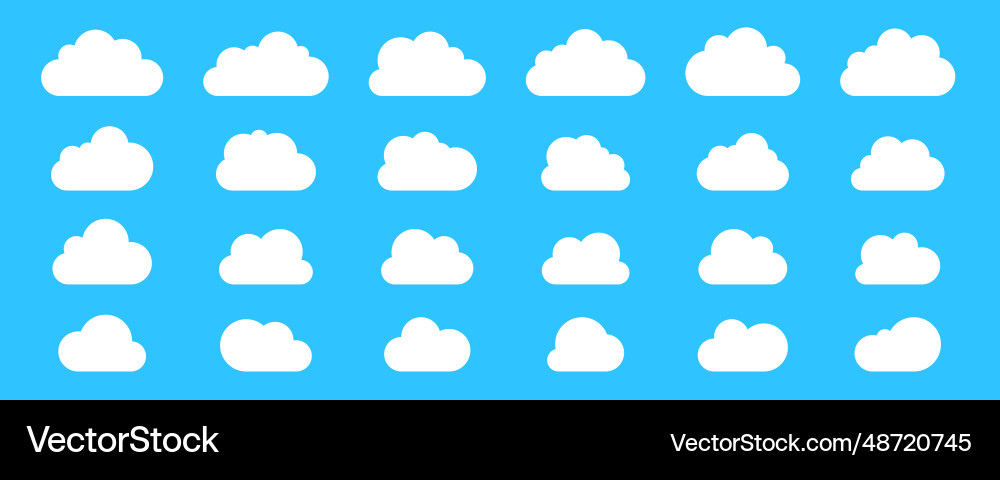 Big set of cloud with flat bottom icons Big set of cloud with flat bottom icons vector image