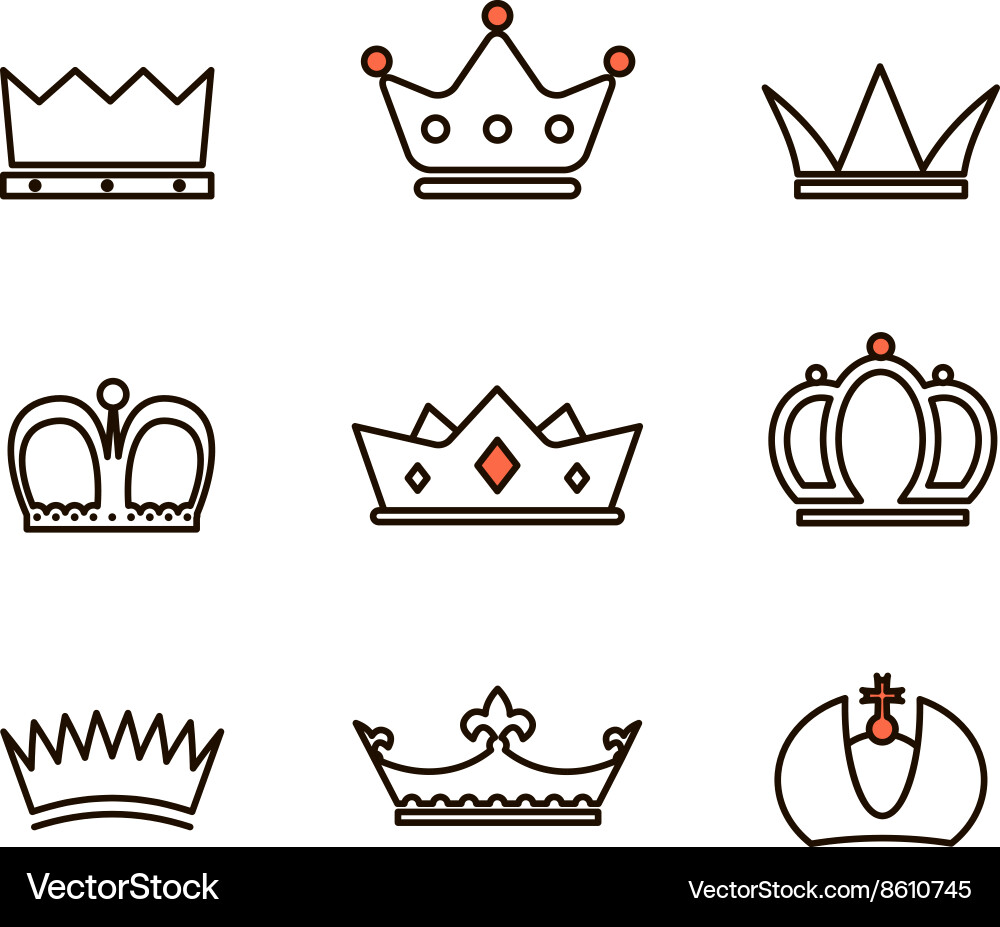 Different crowns collection simple line design vector image