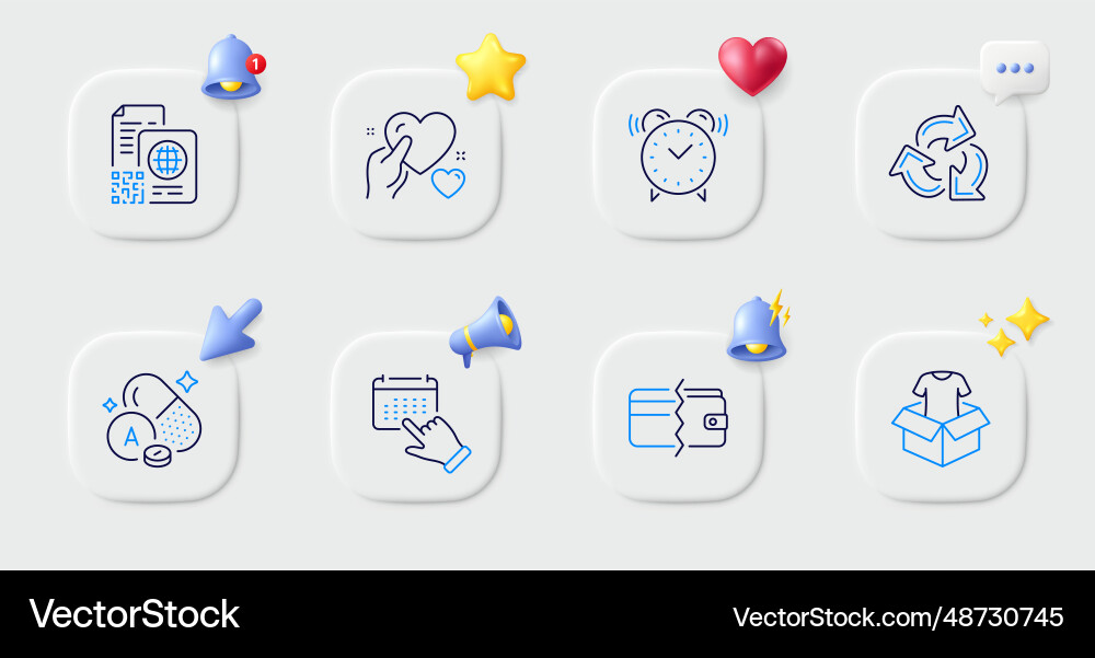 Event click recycle and qr code line icons Event click recycle and qr code line icons vector image