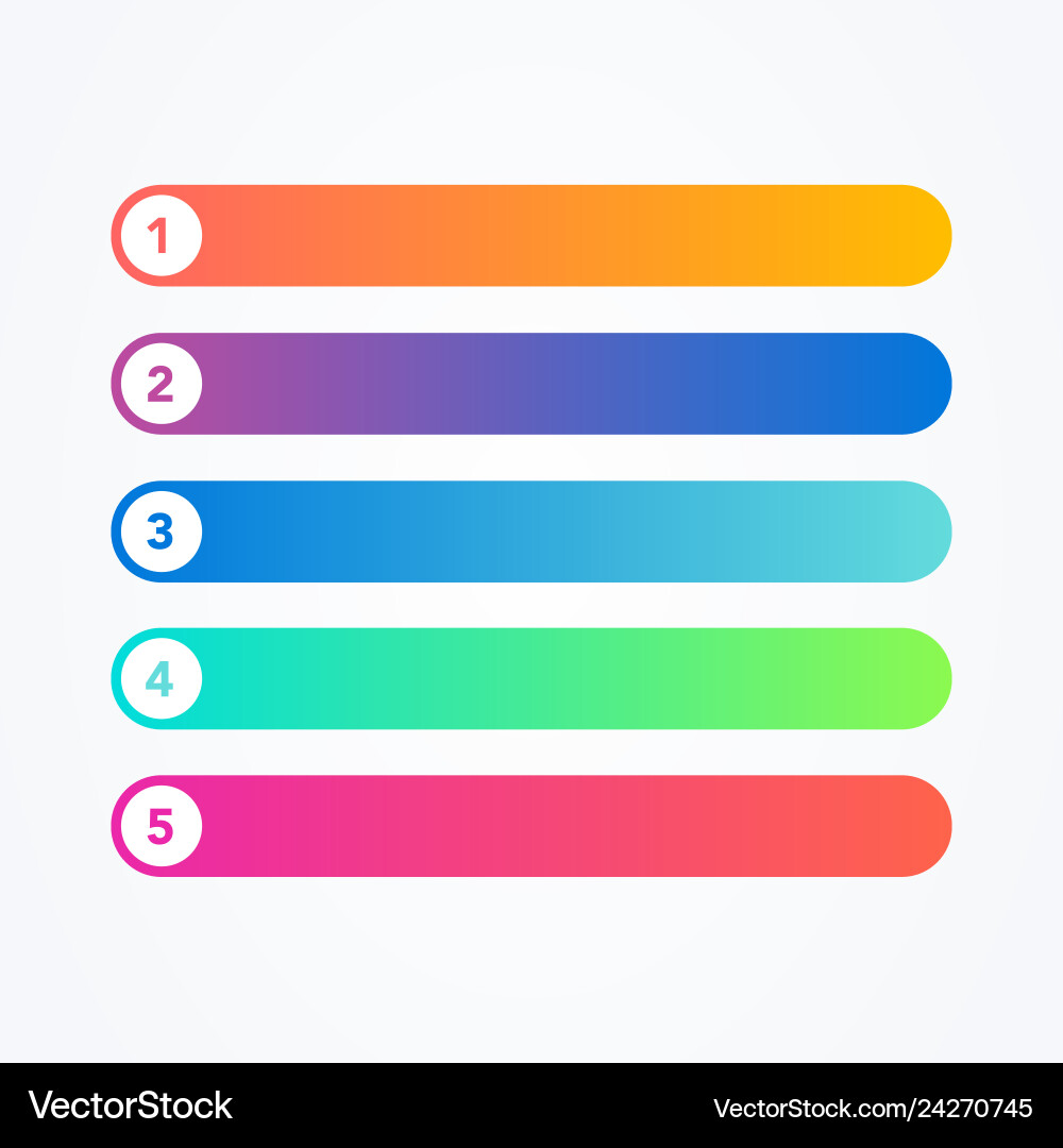 Flat line colorful five steps progress or ranking Vector Image