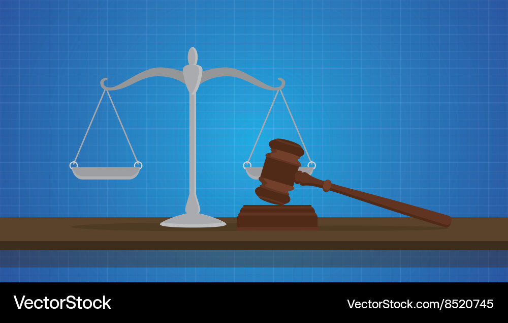 Gavel with scale judge object isolated blue vector image