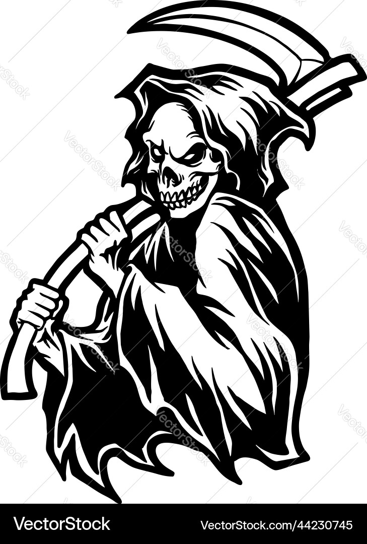 Grim Reaper Skull Silhouette – Royalty-Free Vector | VectorStock, image size:729x1080