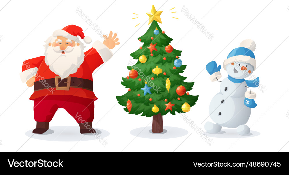 Merry Christmas Characters Vector Image