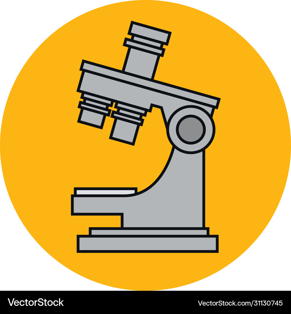 Microscope laboratory in frame circular Microscope laboratory in frame circular vector image
