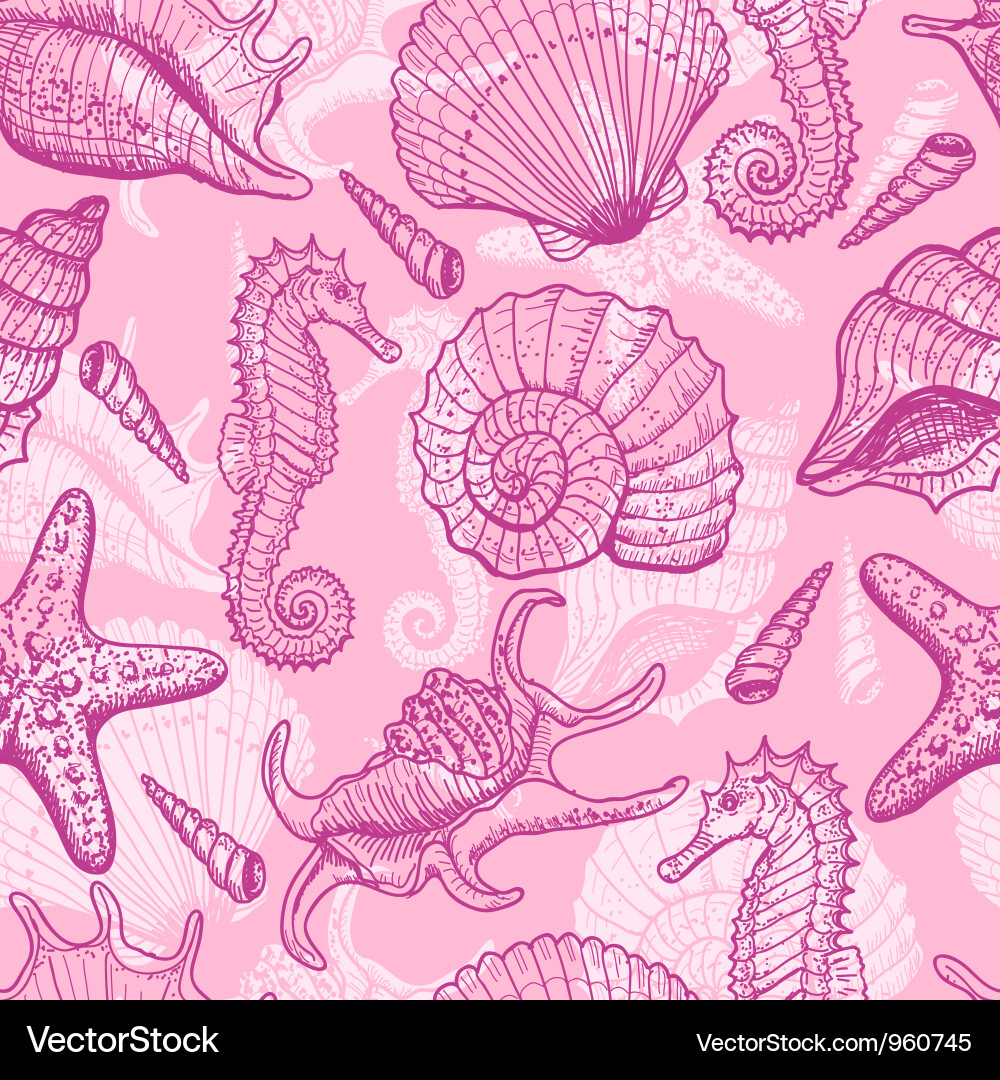 Pink Seashell Seamless Pattern vector image
