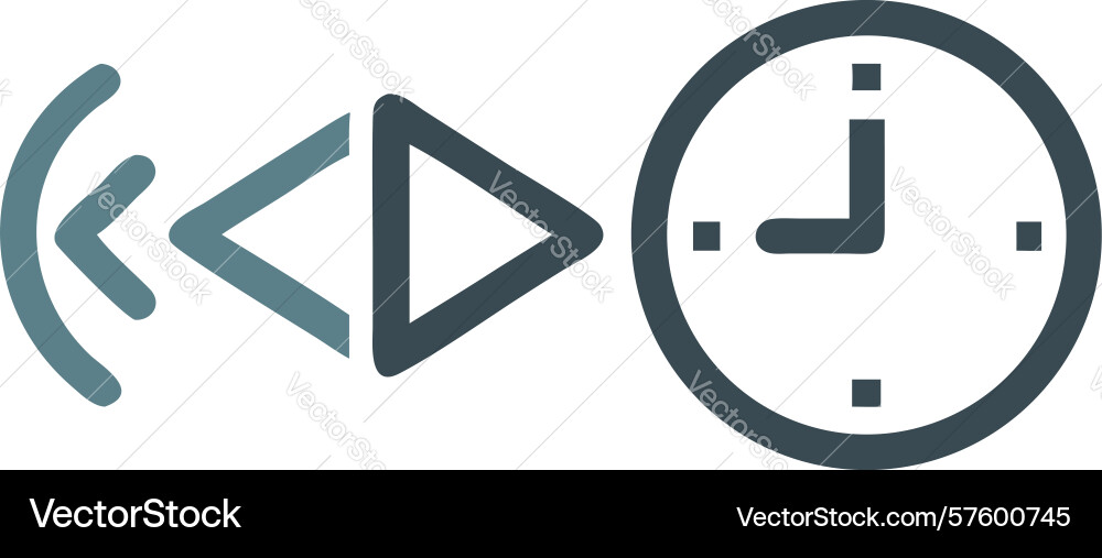 Rewind and fast forward clock icons for time vector image