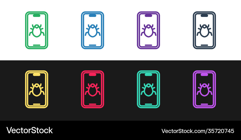 Set line system bug on mobile icon isolated Set line system bug on mobile icon isolated vector image