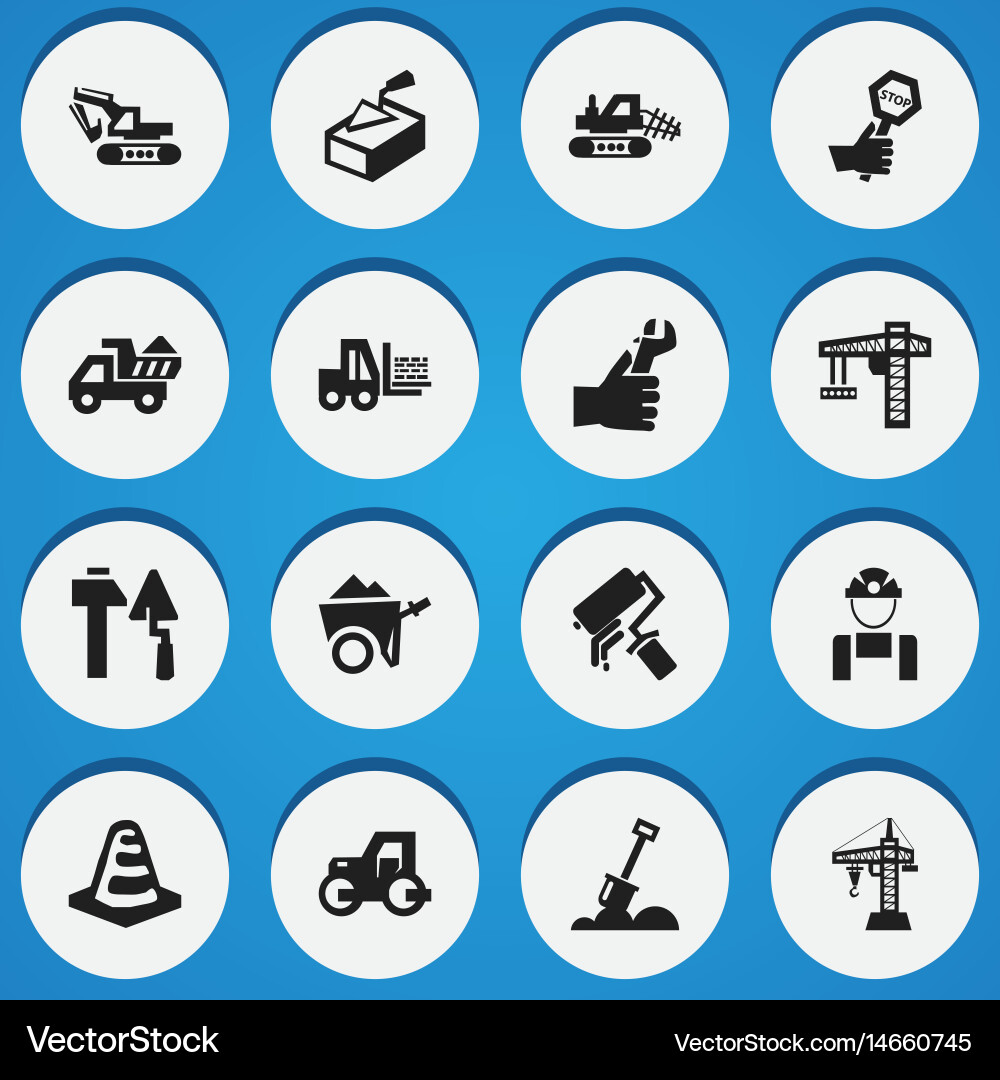 Set of 16 editable structure icons includes vector image