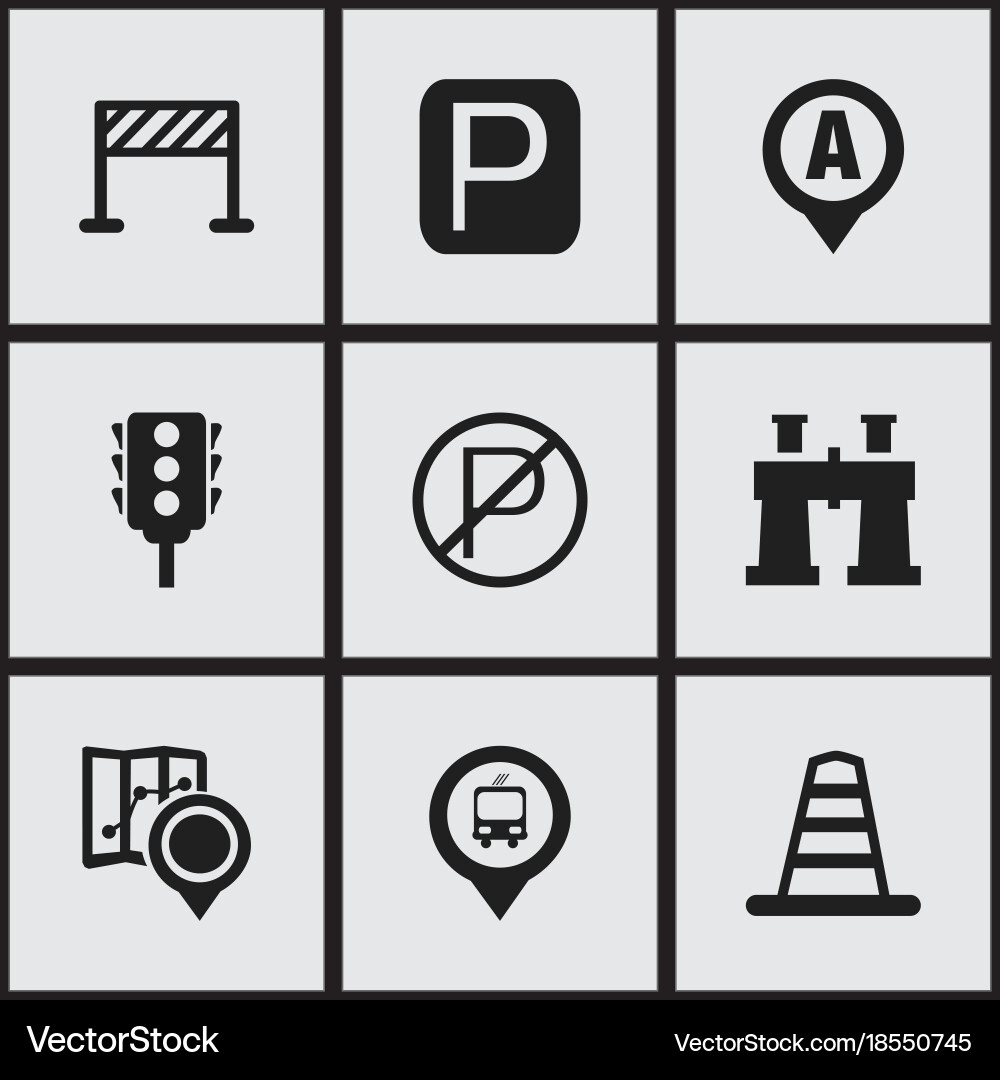 Set of 9 editable direction icons includes vector image