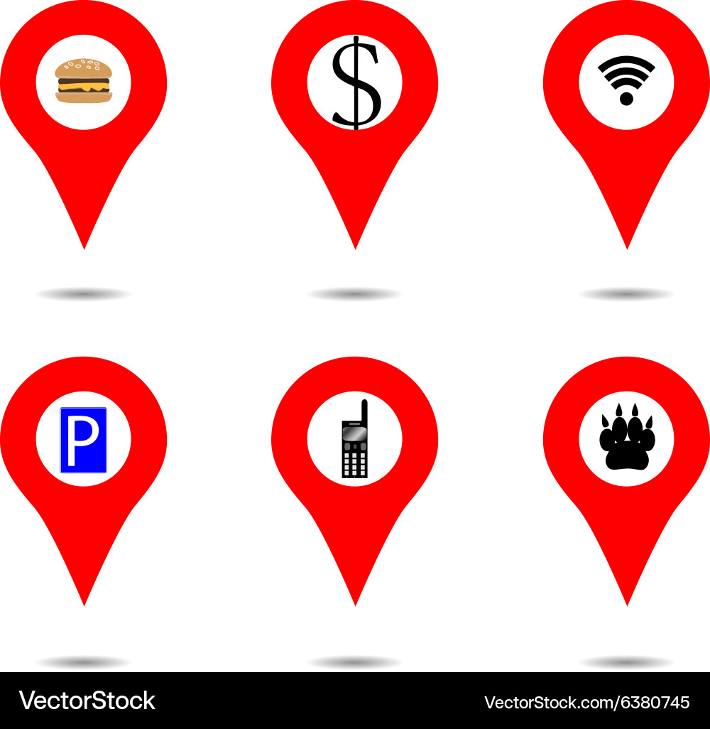 Set of locaction objects Vector Image