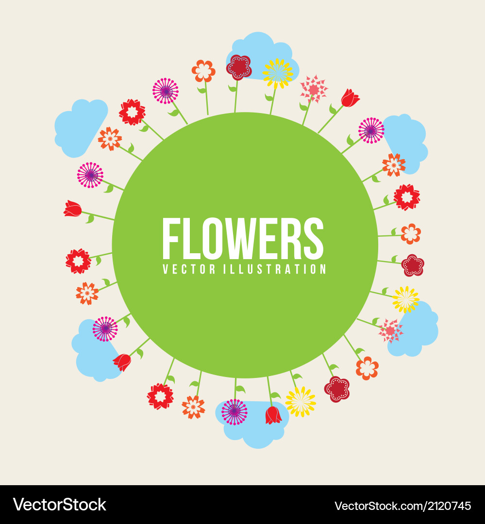 Spring with flower and clouds Vector Image