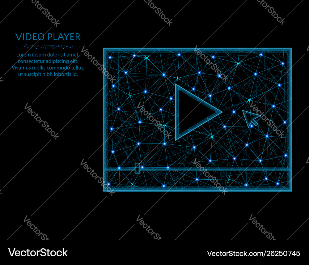Video player low poly model play button Video player low poly model play button vector image
