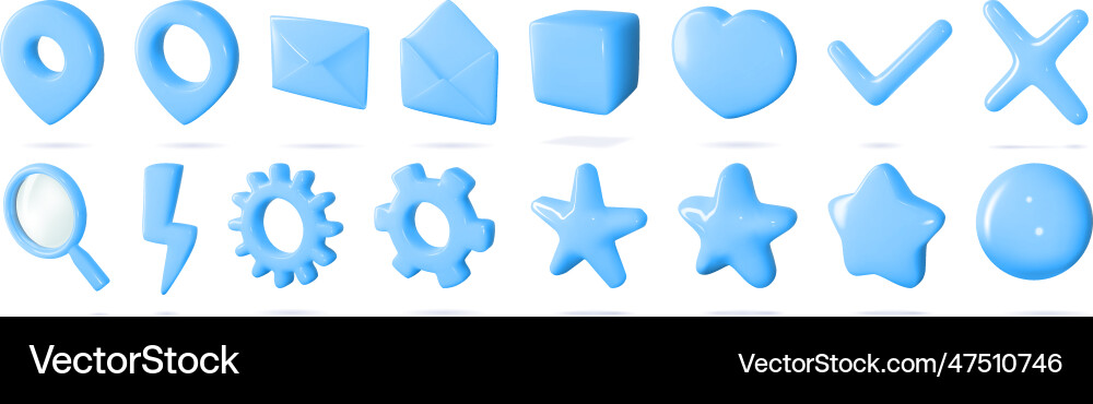 3d icon set of isolated sings for buttons Vector Image