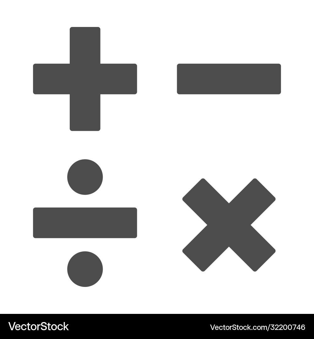 Add subtract divide multiply symbols solid vector image