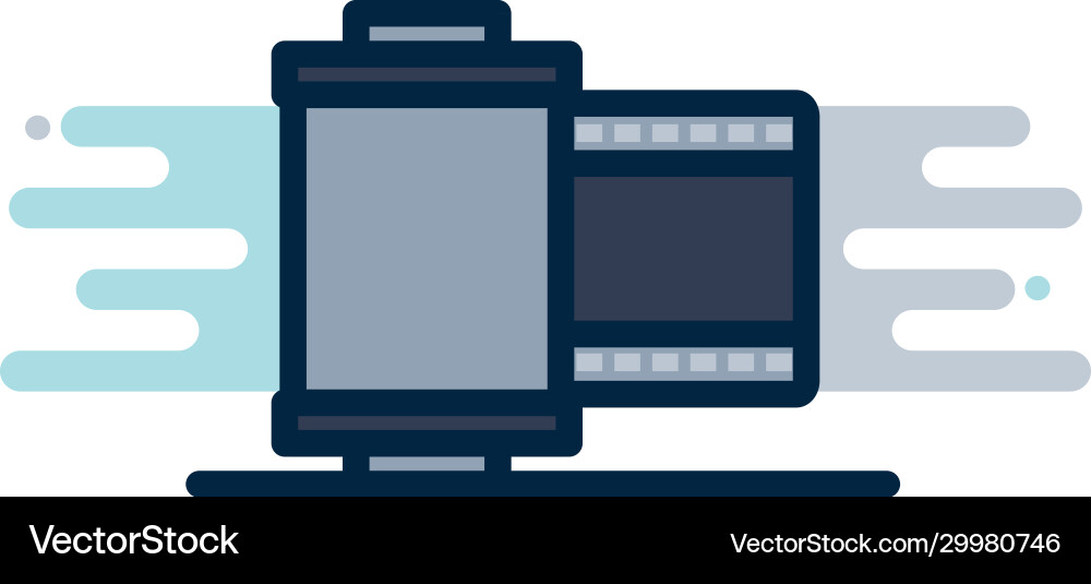 Camera roll line fill block style icon vector image