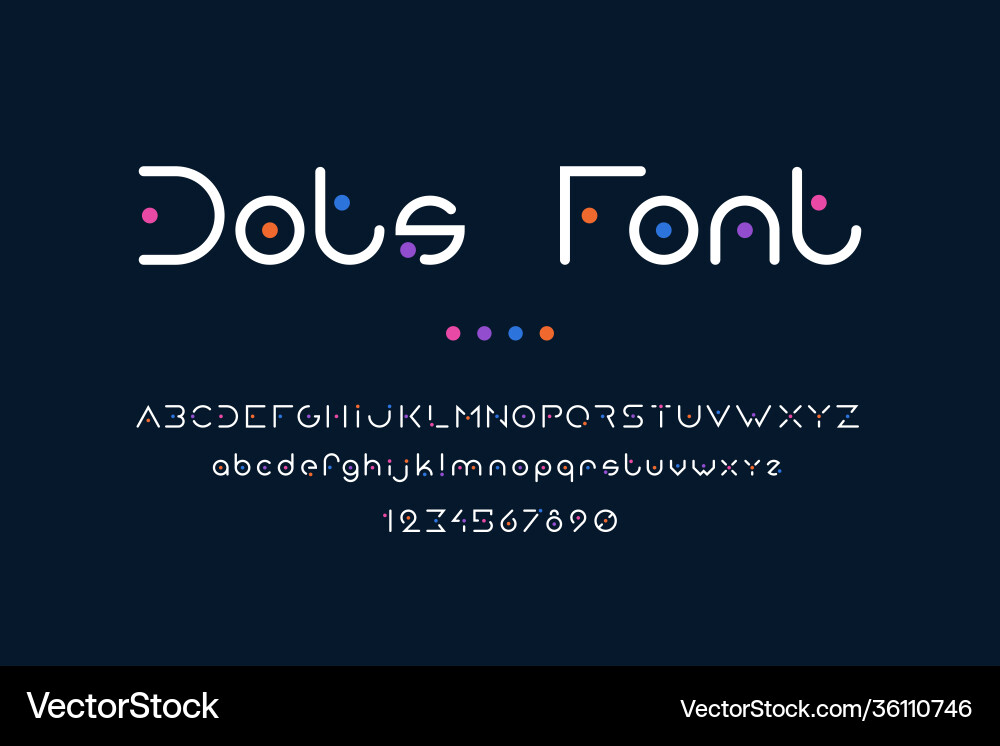 Colorful Dot Alphabet Font vector image