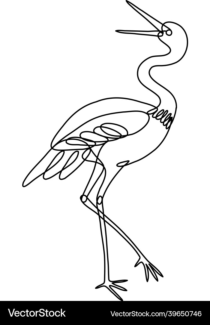 Crane side view continuous line drawing vector image