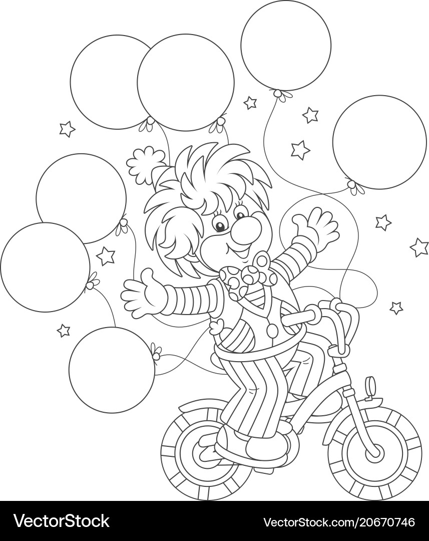 Funny clown riding his bicycle Funny clown riding his bicycle vector image