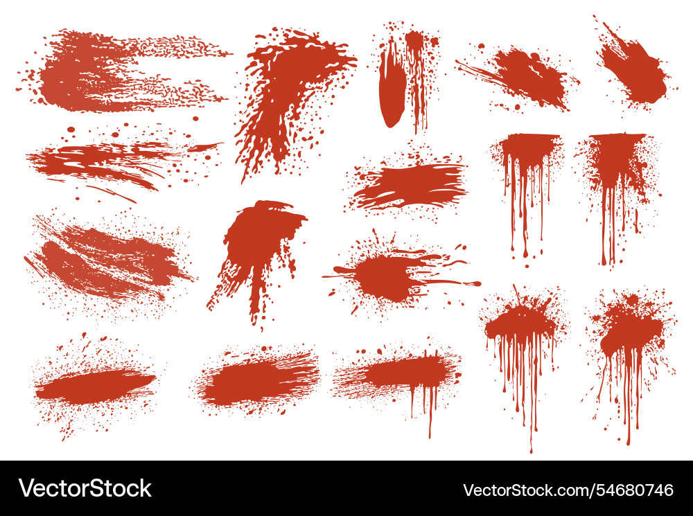 Grunge red blood splatters set elements in flat Vector Image