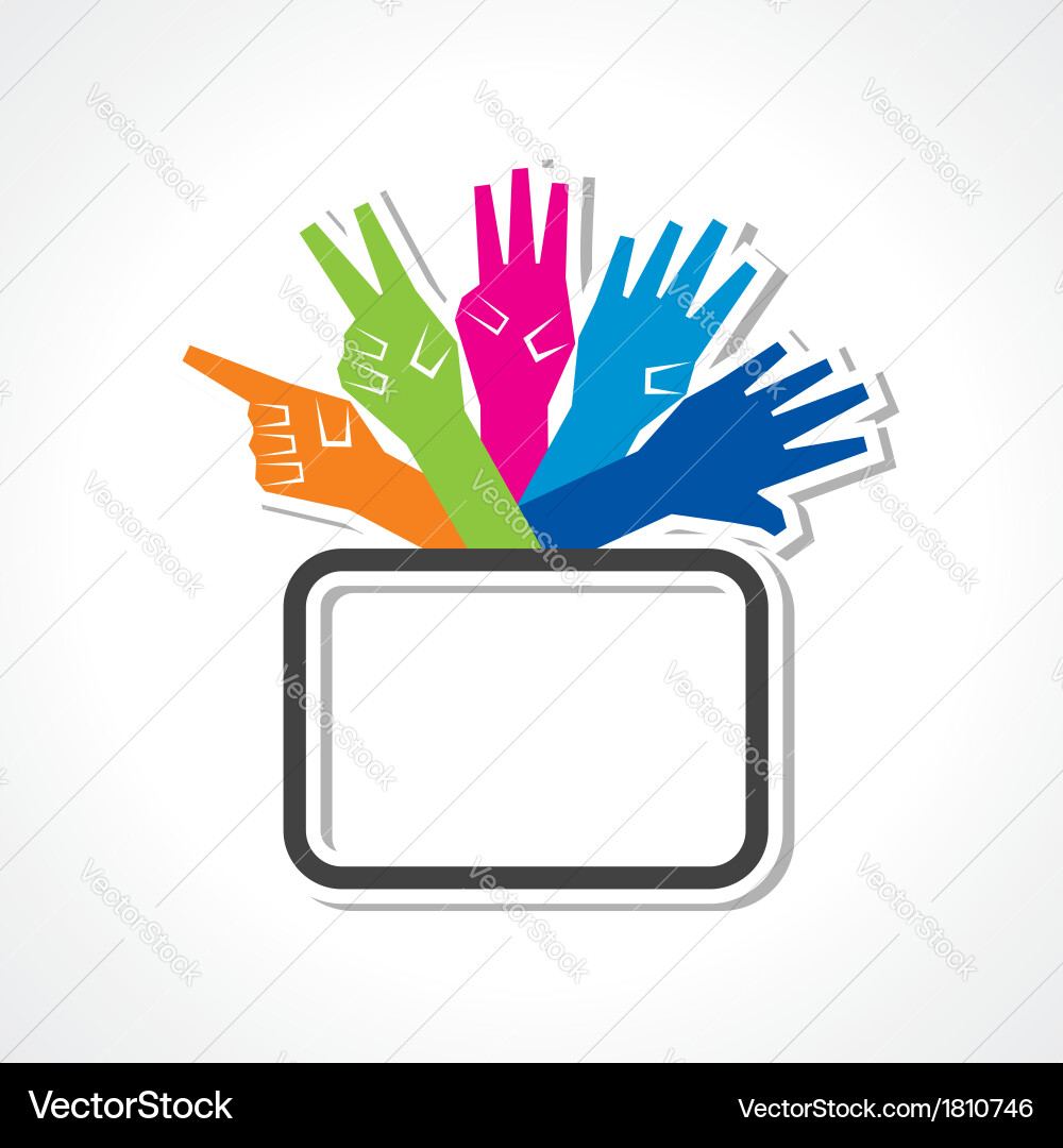 Hands make number one to five with copy-space Vector Image