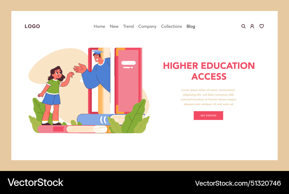 Higher education access concept flat Royalty Free Vector