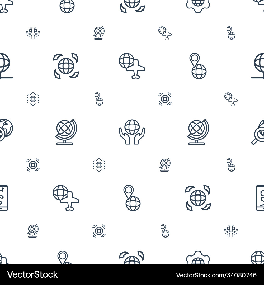 Planet icons pattern seamless white background vector image