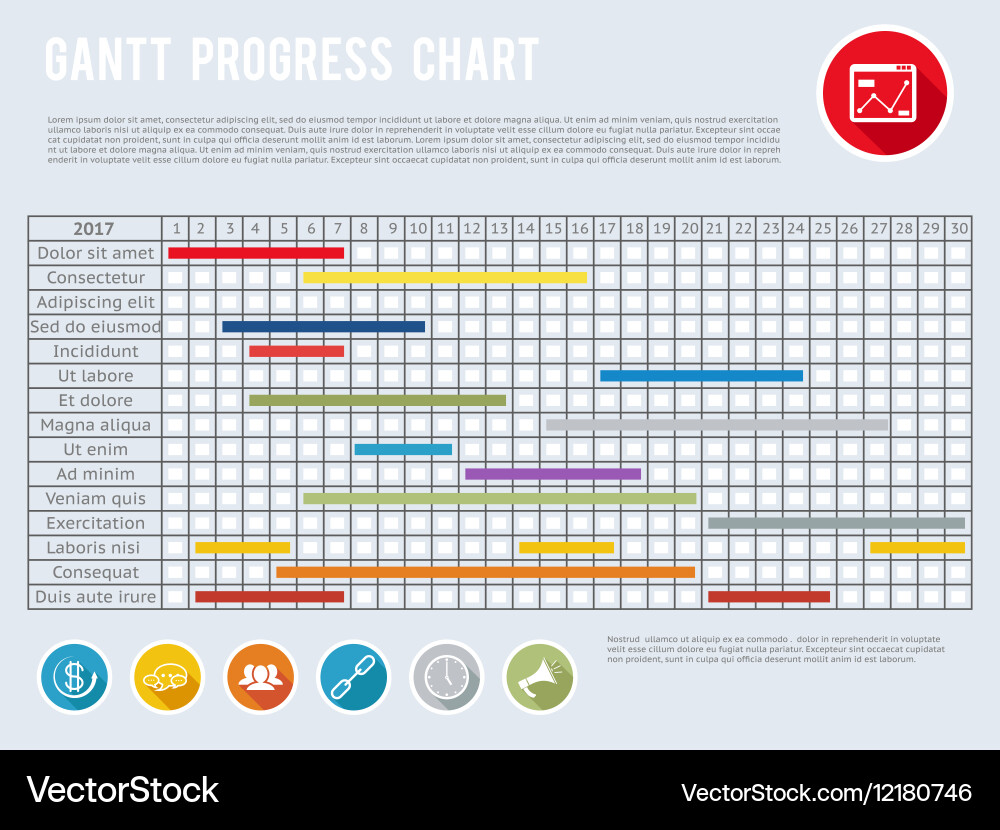 Project Timeline Chart - Gantt Progress vector image