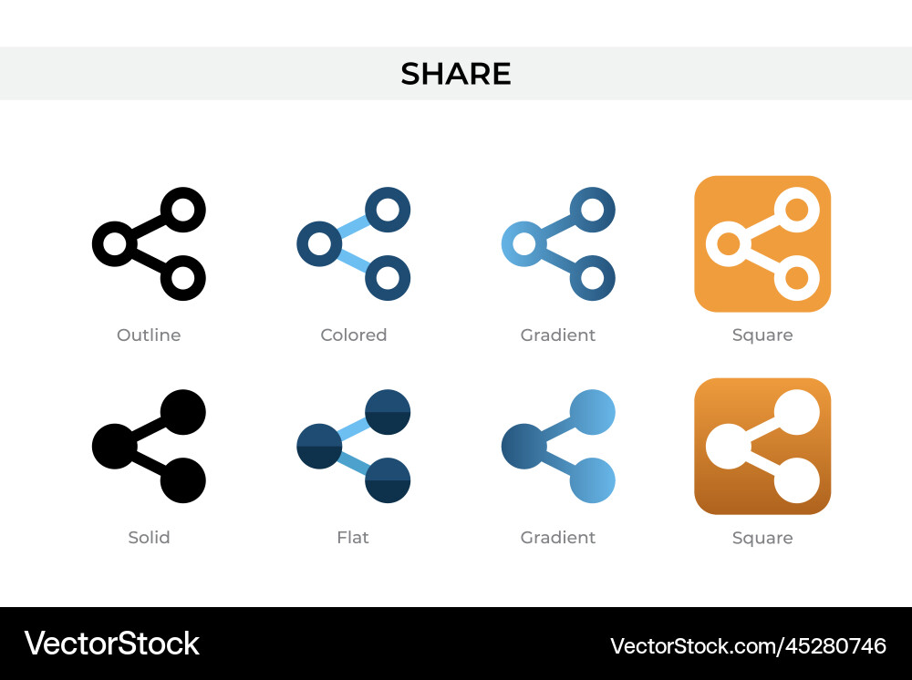 Share icon in different style icons Share icon in different style icons vector image