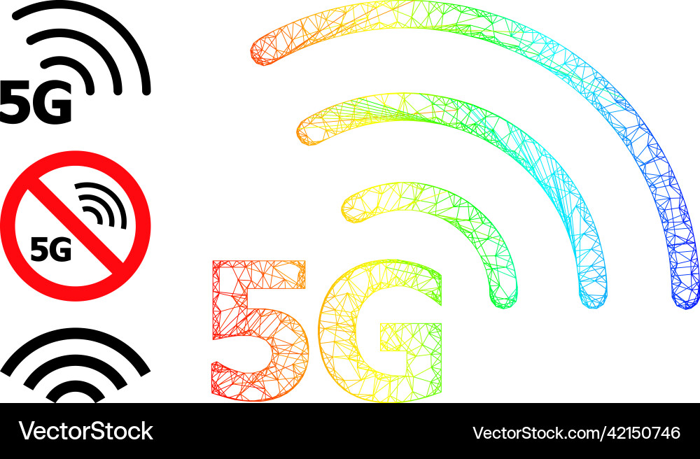 Spectral gradient irregular mesh 5g internet icon Spectral gradient irregular mesh 5g internet icon vector image