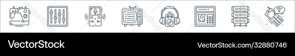 Technology devices line icons linear set quality Vector Image