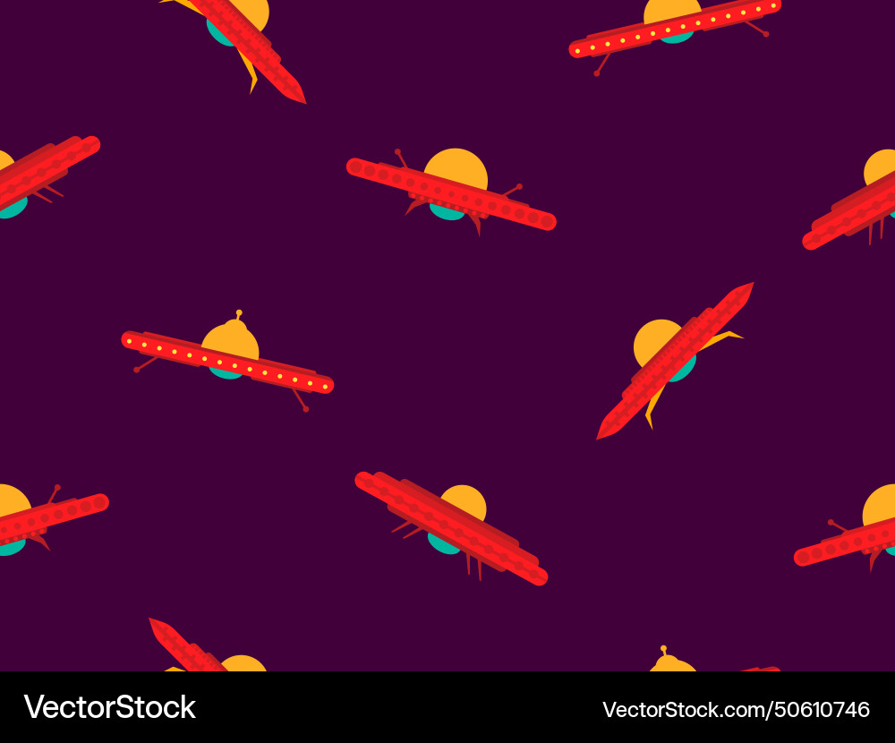 Ufo seamless pattern in flat style background vector image