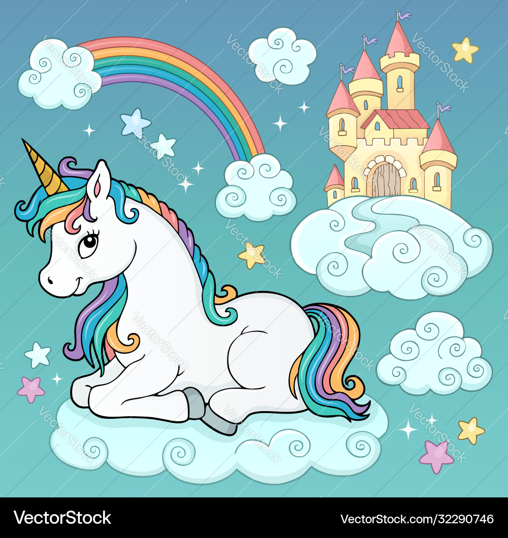 Unicorn and objects theme image 3 vector image